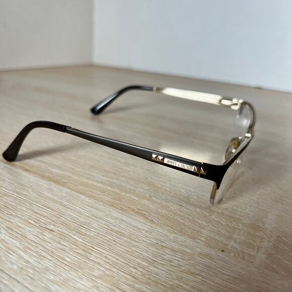 Jimmy Choo 58 FZ6 Eyeglasses Brown Gold Frames Only Metal Half Rim 54-16-135